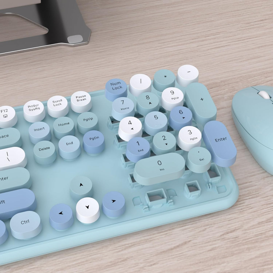 UBOTIE Teclado inalámbrico colorido para computadora y mouse óptico...