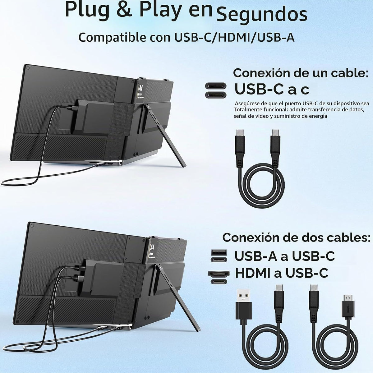 FEZOBR Extensor de pantalla para laptop, monitor ultrafino de 14 pu...