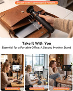 Soporte de viaje portátil actualizado para monitor/iPad/mesa/iPhone