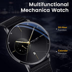 Relojes automáticos para hombre, reloj automático para hombre, movimiento mecánico original, resistente al agua 3ATM, manecillas luminosas, calendario y pantalla de 24 horas, relojes de pulsera