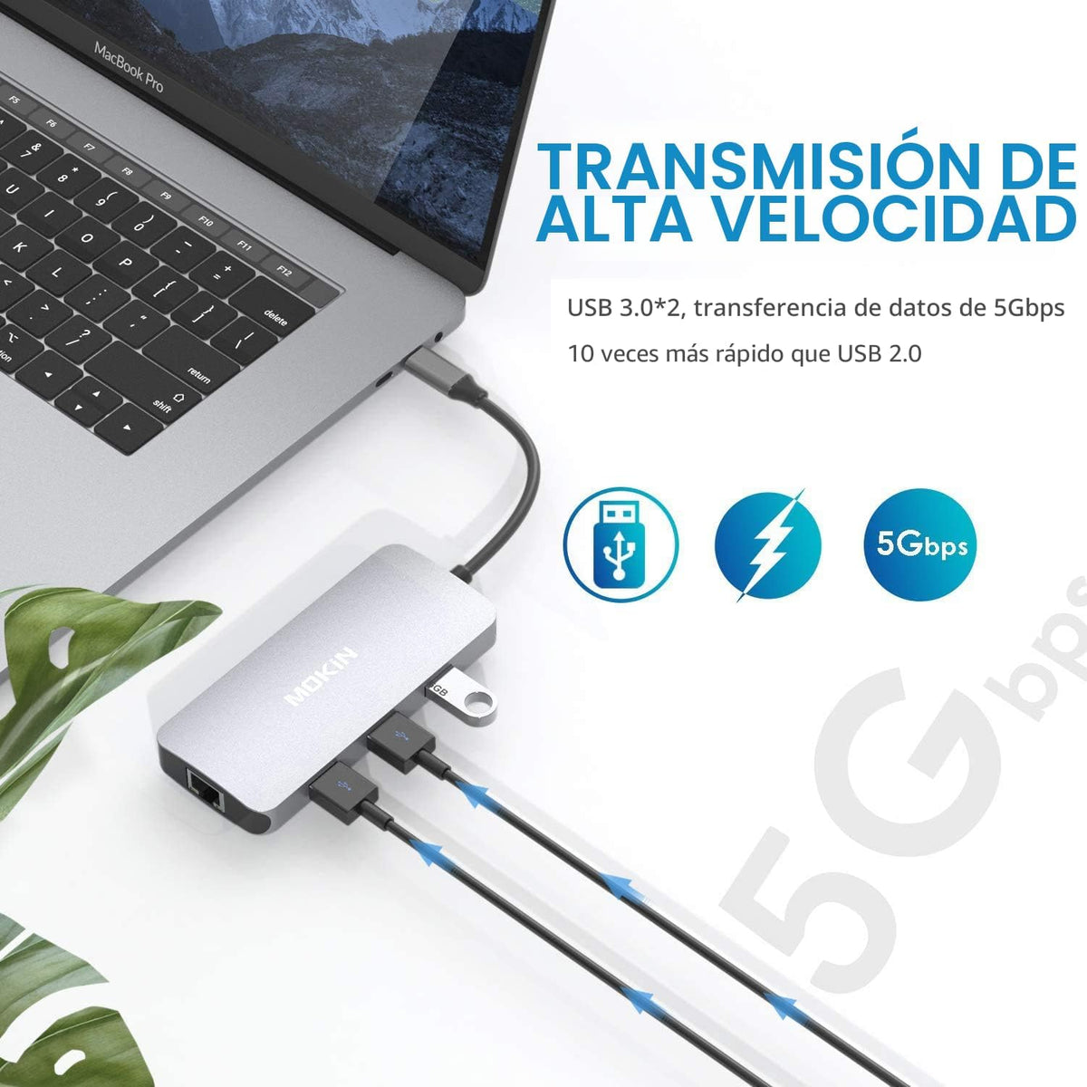 MOKiN, UC0501, hub USB de 3 puertos