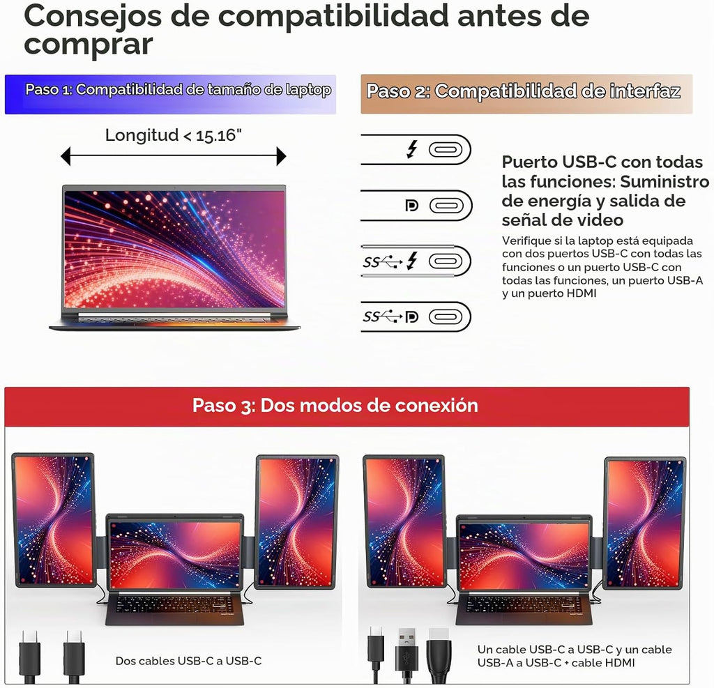 Monitor extensor de pantalla portátil de 16" 1200P portátil