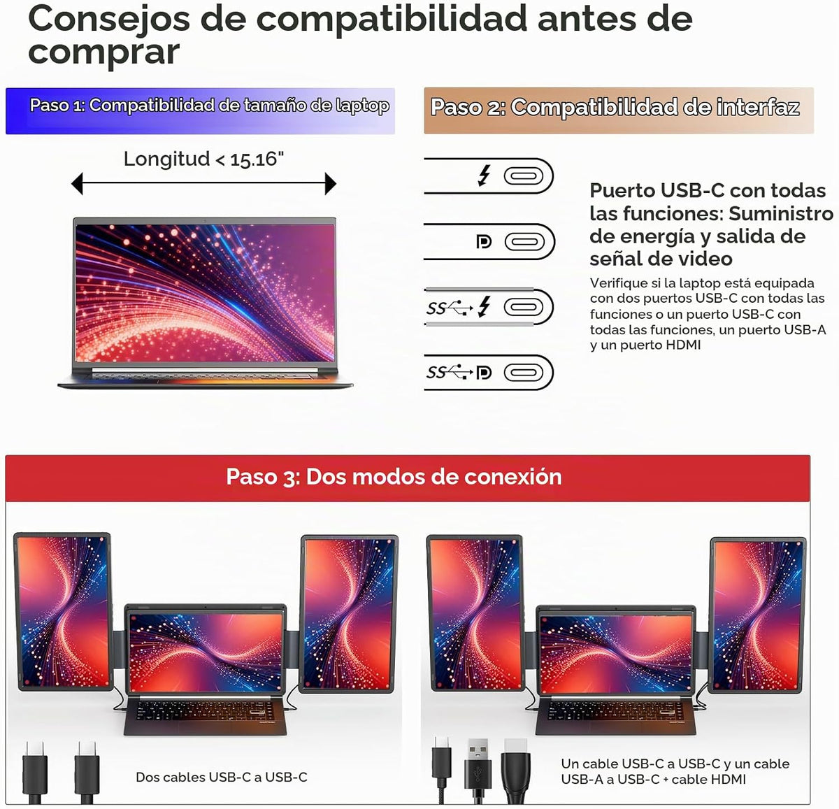 Monitor extensor de pantalla portátil de 16" 1200P portátil