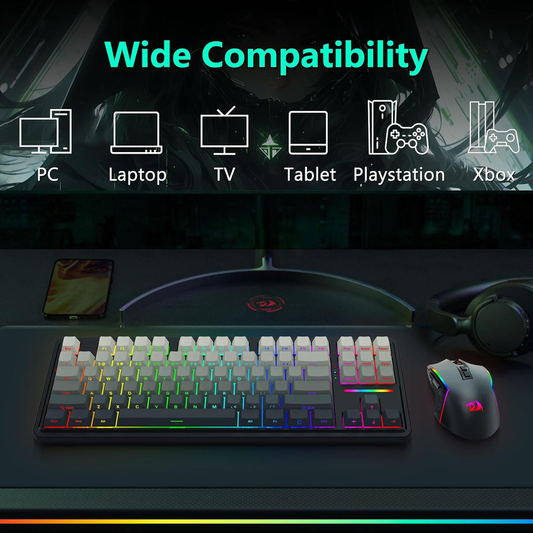 Redragon Combo de teclado mecánico inalámbrico y mouse, Bluetooth\/...