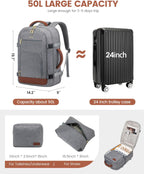 LOVEVOOK Mochila de viaje para mujer y hombre, gris-marrón , Mochil...