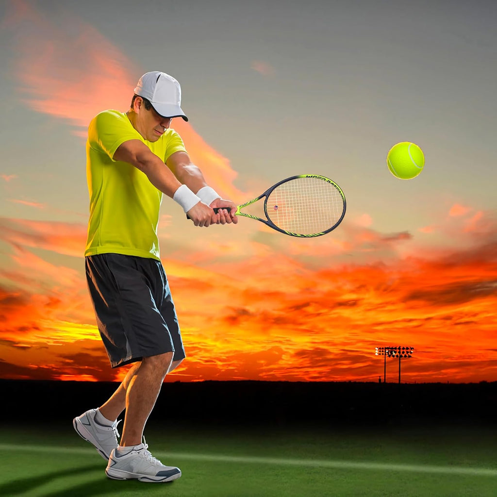 Raqueta de tenis profesional para adultos, 2 jugadores de 27 pulgadas, raqueta de tenis de velocidad aceptable para principiantes y profesionales con 3 pelotas de tenis, 2 amortiguadores de vibración,
