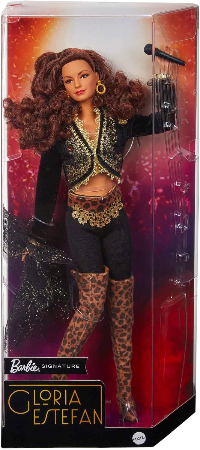 Barbie Signature Gloria Estefan Muñeca en oro y negro Moda y acceso...