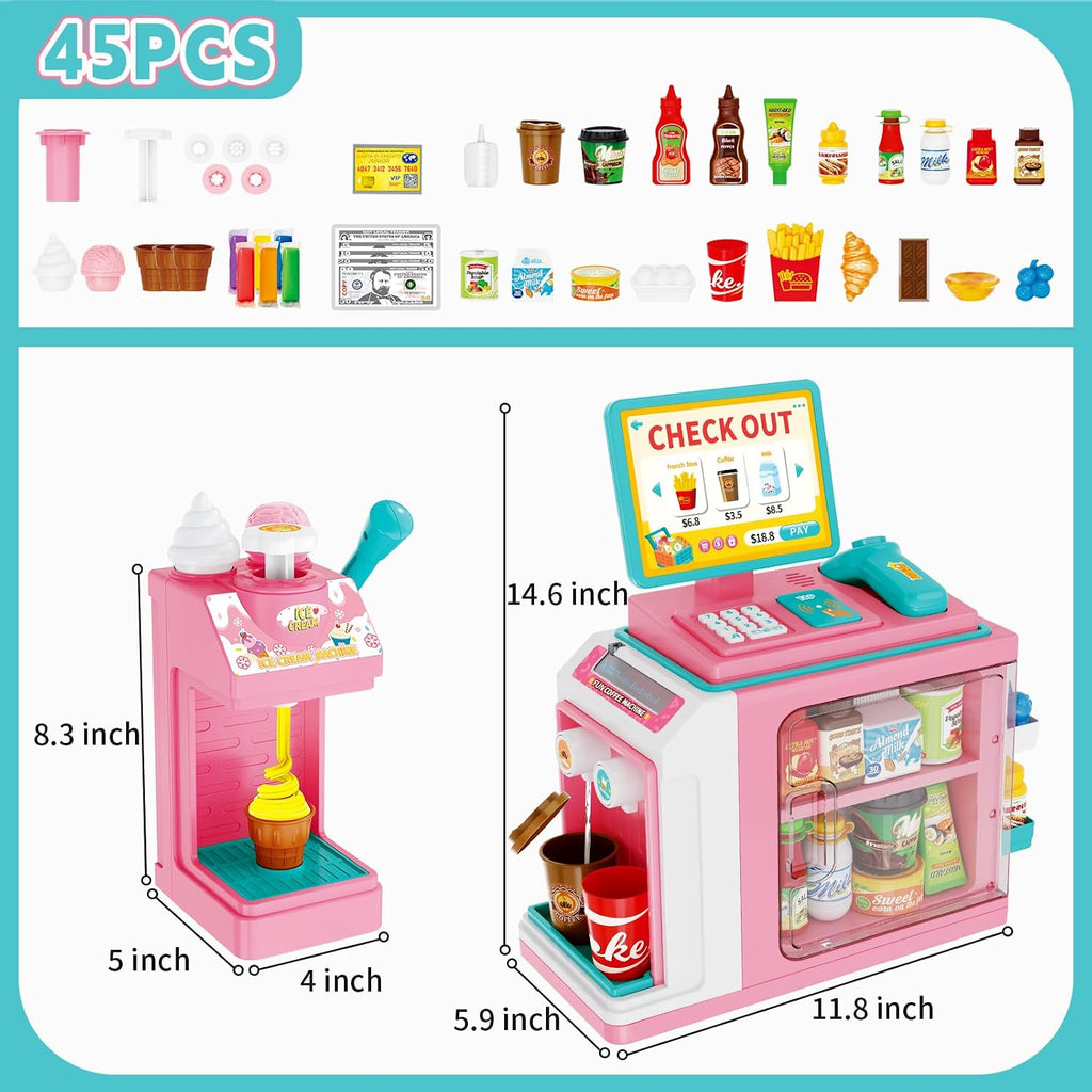 Juego de tienda de juegos de simulación para niños con caja registradora