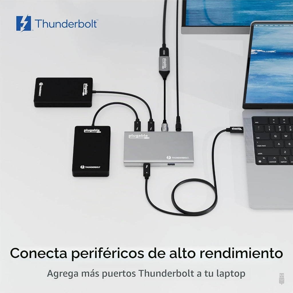 Hub Thunderbolt 4 5 en 1 enchufable, adaptador HDMI 4K incluido