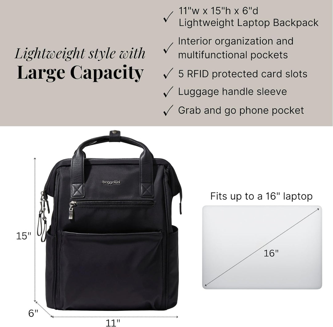 Baggallini Mochila Soho para mujer, Negro, talla única