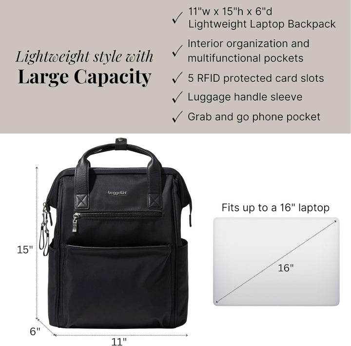 Baggallini Mochila Soho para mujer, Negro, talla única