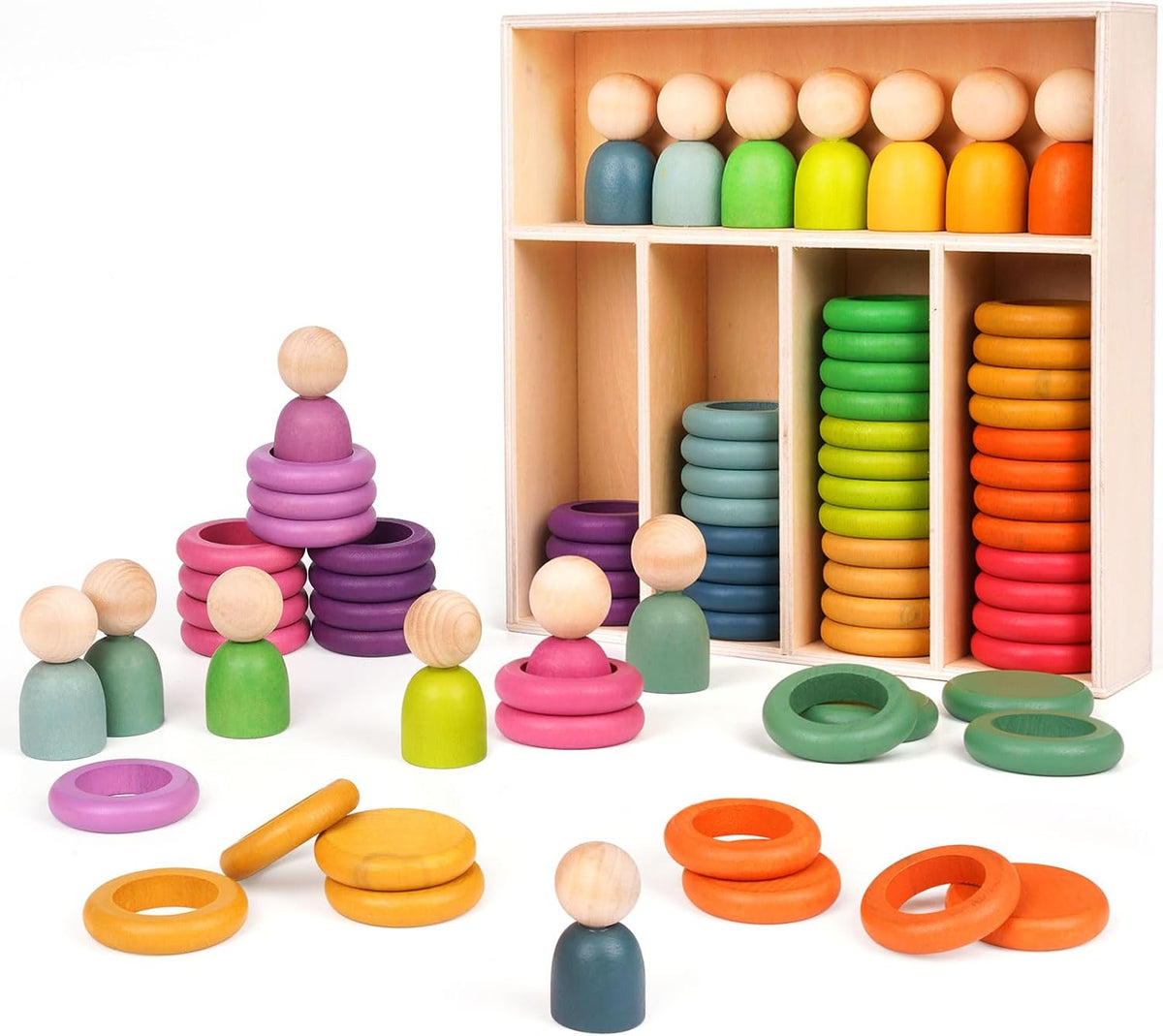 Montessori Toys - Juguetes de madera para clasificar por colores