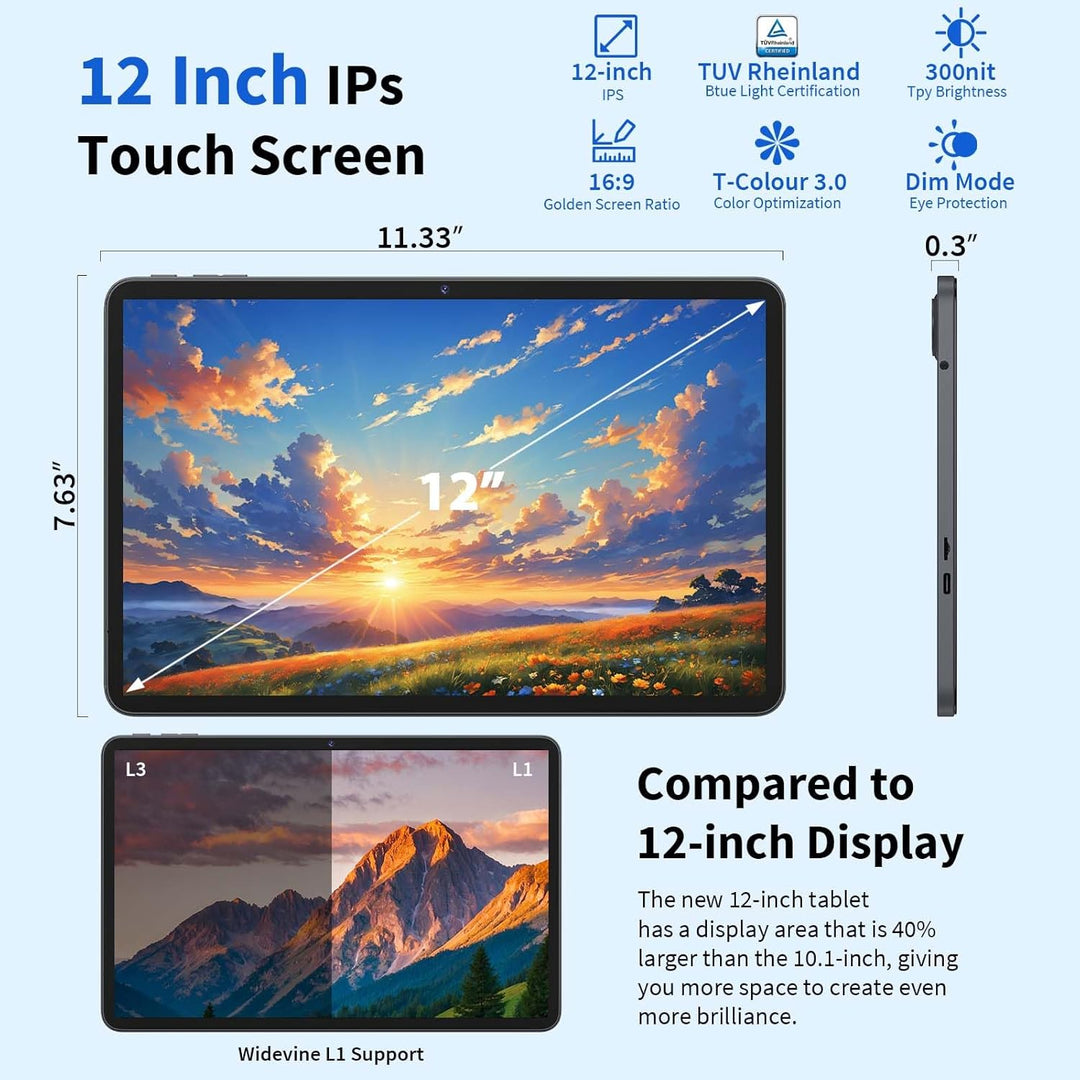 Tablet Android 16 2026, tableta de 12 pulgadas con teclado, 24 GB+2...