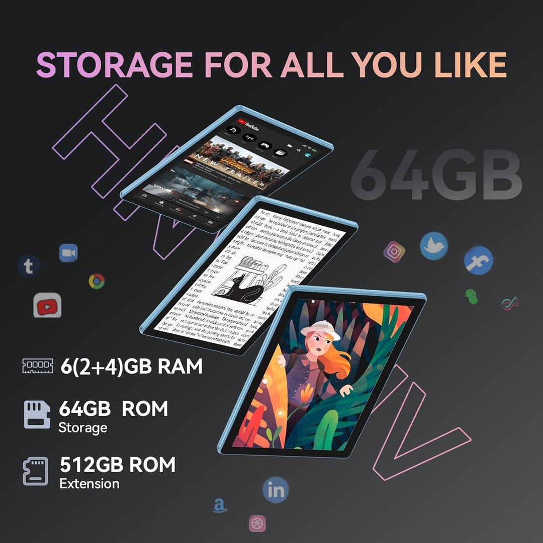 HNVHNV Tableta 10 pulgadas Android 13 Tabletas, 6GB RAM 64GB ROM, p...