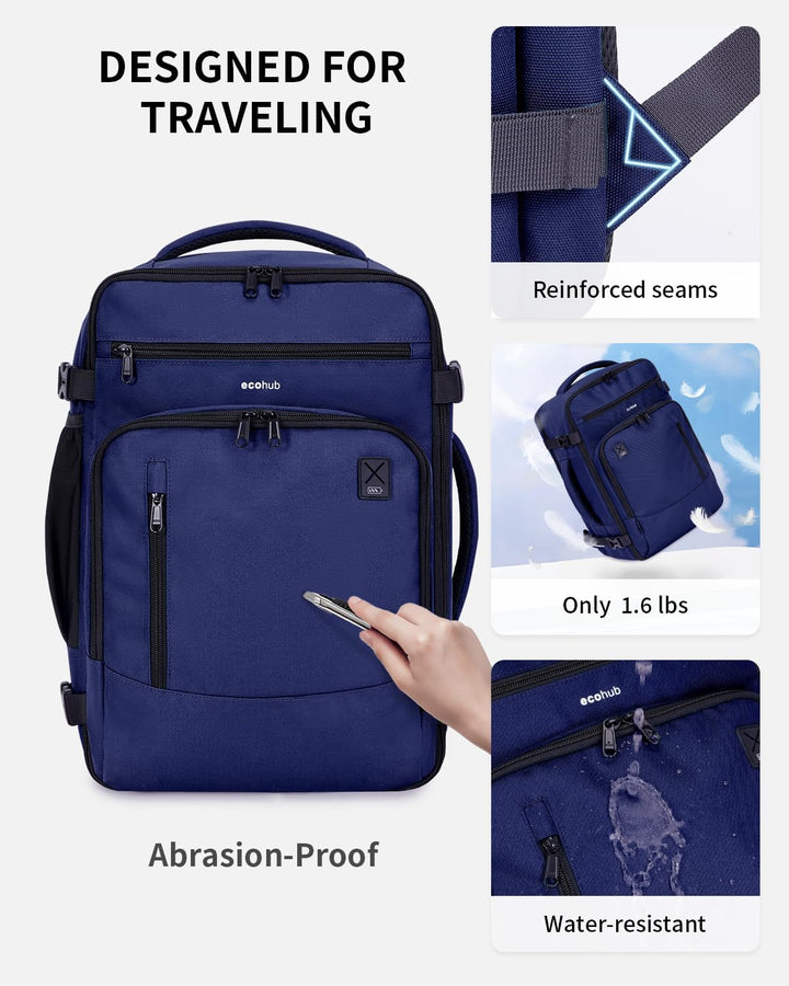 ECOHUB Mochila de Viaje Mochila de Equipaje de Mano, Azul-3, Mochil...