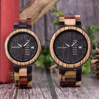 BOBO BIRD Relojes de madera coloridos relojes de pulsera de madera para semana y fecha, multifunción, hecho a mano, reloj de cuarzo, cronógrafo deportivo, reloj de pulsera único para hombres y mujeres