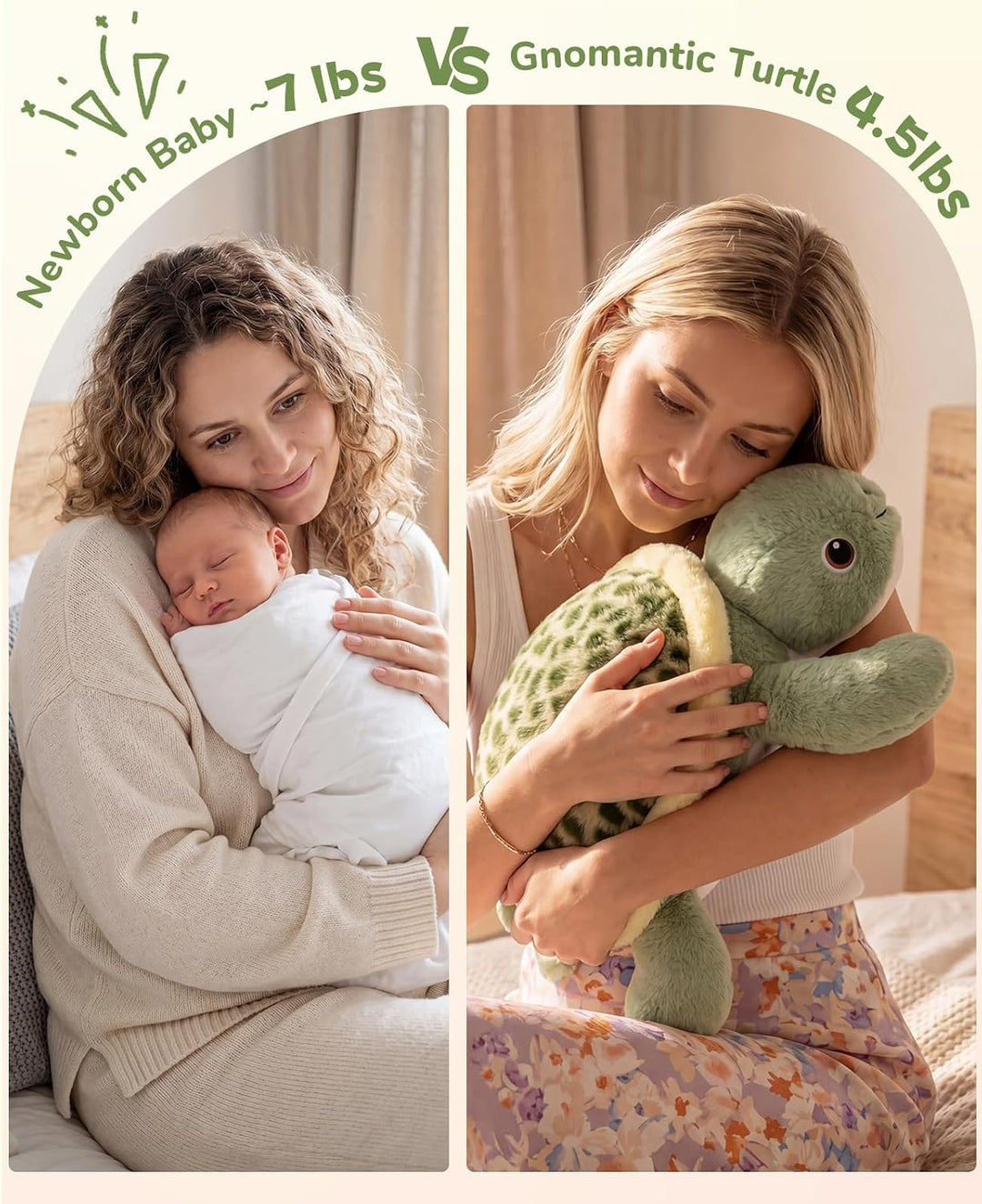 gnomantic Animales de peluche con peso de tortuga, almohada de felp...