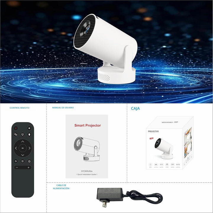 Mini proyector con WiFi y Bluetooth, compatible con corrección Keys...
