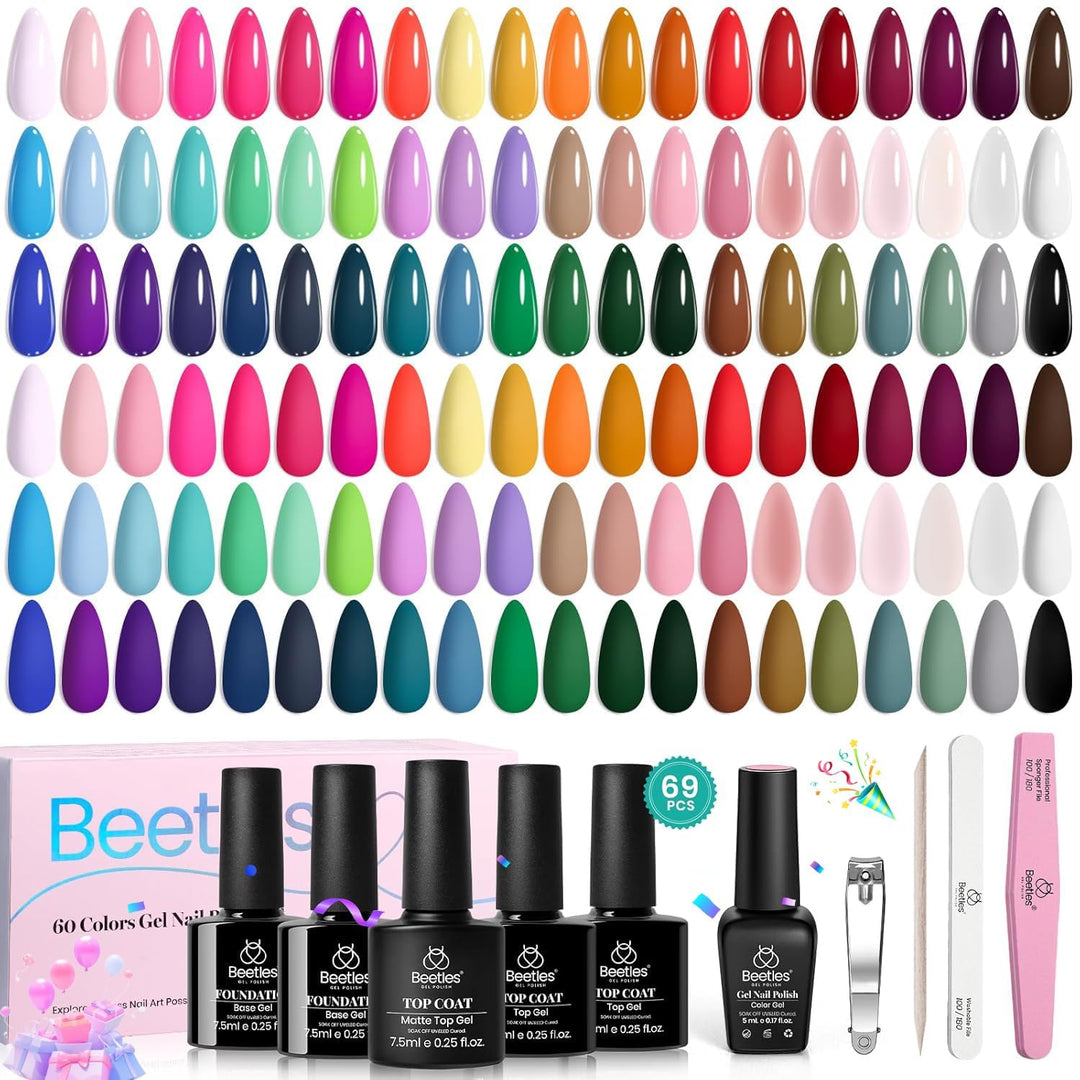 Beetles - Juego de esmaltes de uñas de gel, 69 unidades, espectro e...