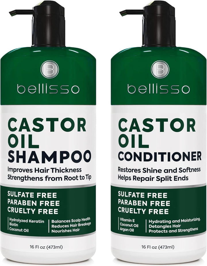 BELLISSO - Set de champú y acondicionador con aceite de ricino, pro...