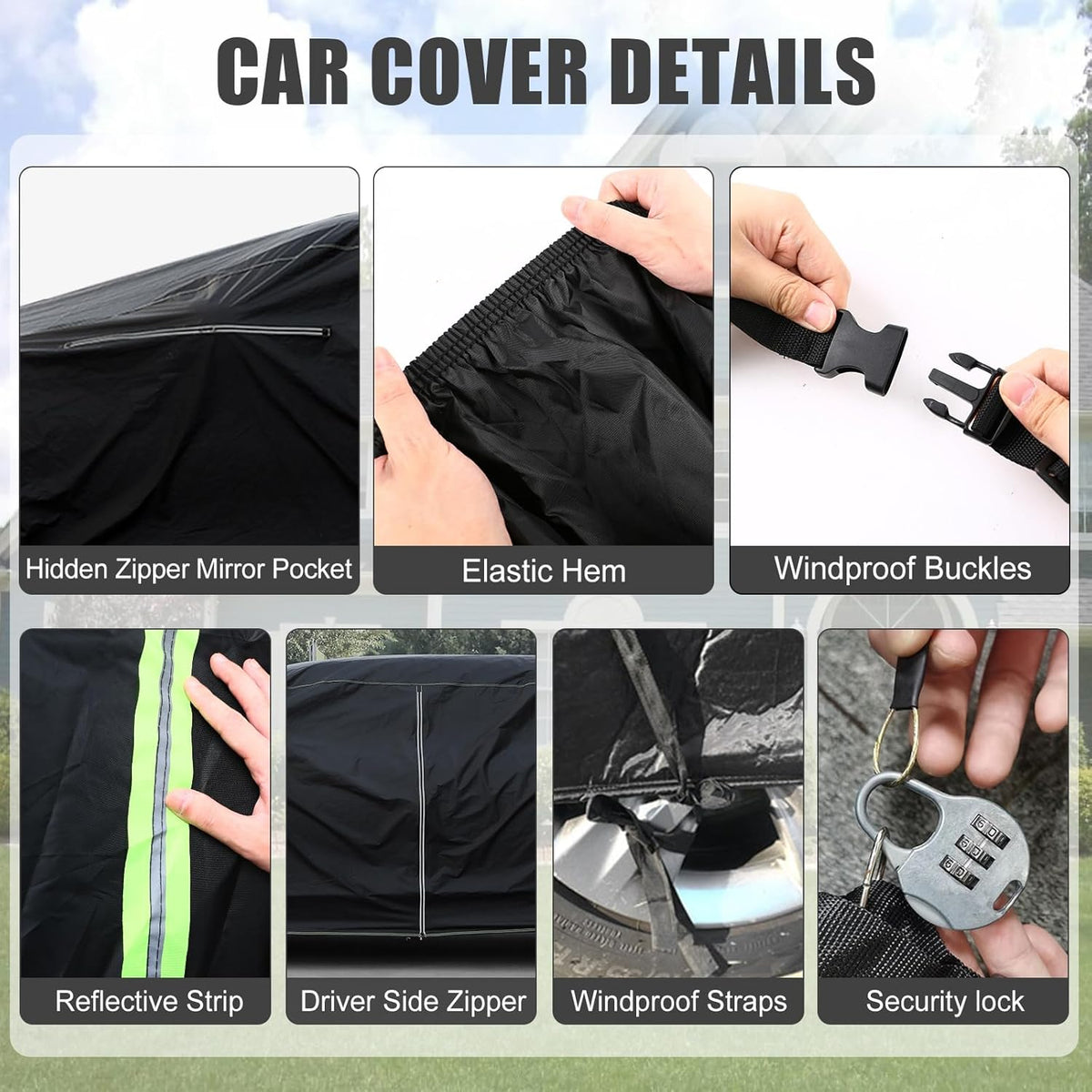 Cubierta impermeable para automóvil de reemplazo para Lincoln Continental Sedán/Coupé/Convertible/Hardtop de 1961-1968 y 1980, cubiertas clásicas para todo clima de 210T con interior de algodón y