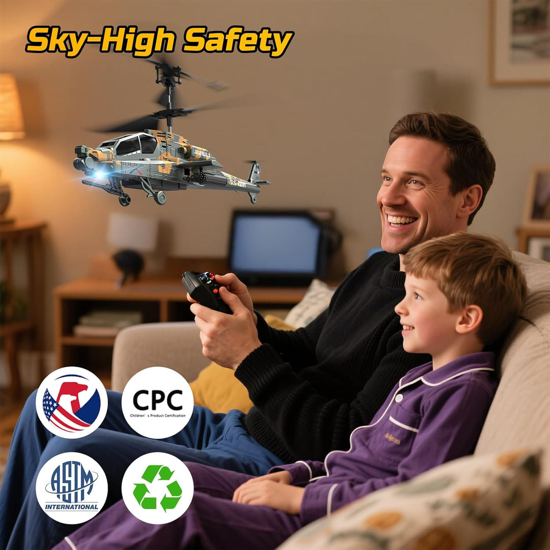 DEERC Helicóptero RC Apache para niños de 8-12 años, helicóptero de...