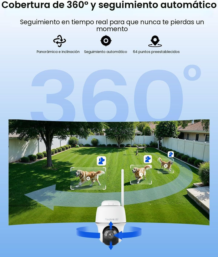 REOLINK Cámaras de seguridad solar 4K inalámbricas para exteriores,...