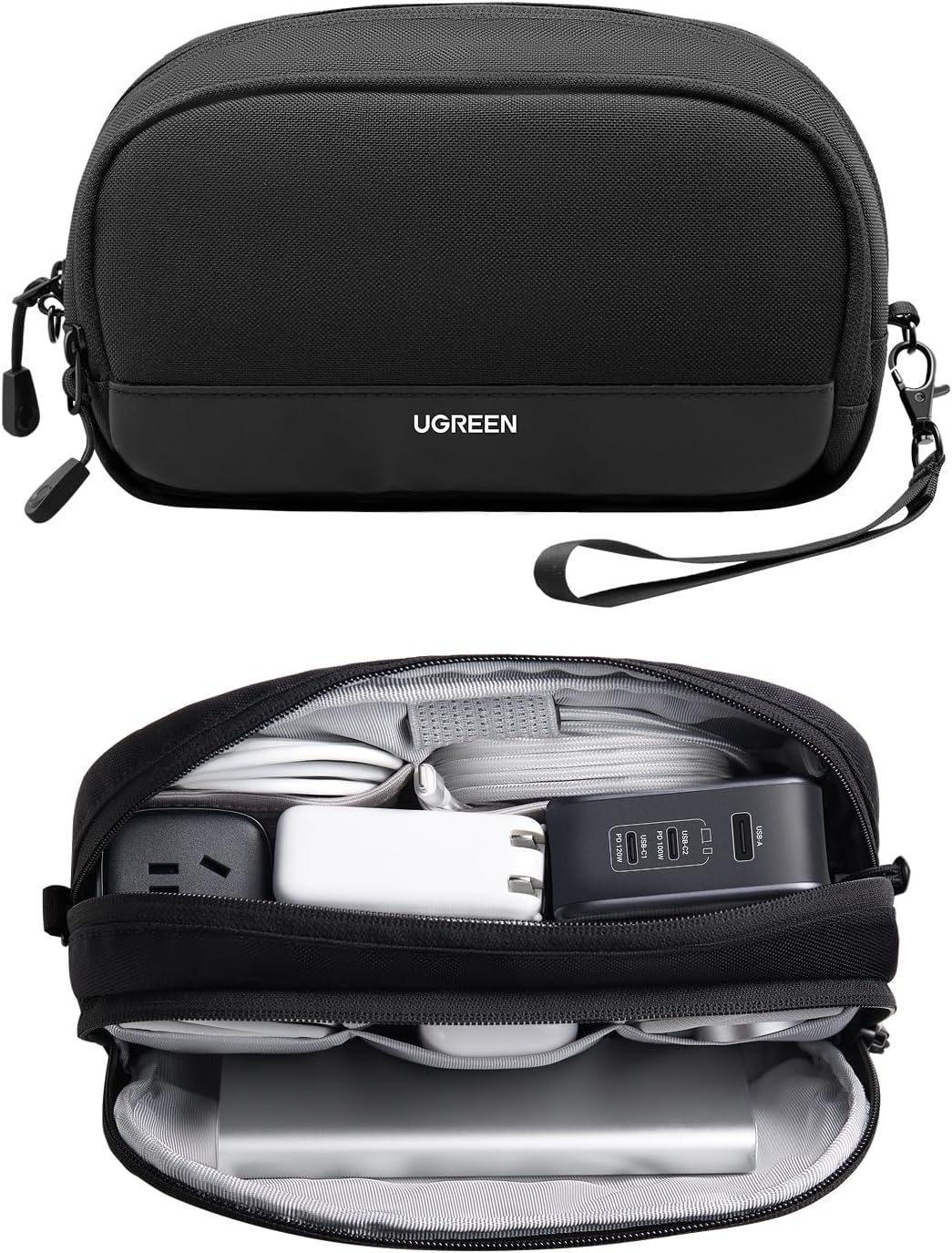 UGREEN - Bolsa Organizadora de Electrónica para Viaje, Estuche Multifuncional Portátil para Cables, Cordón, Tarjeta SD, Auriculares, Cargador, Adaptador USB, Accesorios Electrónicos Tamaño Mediano