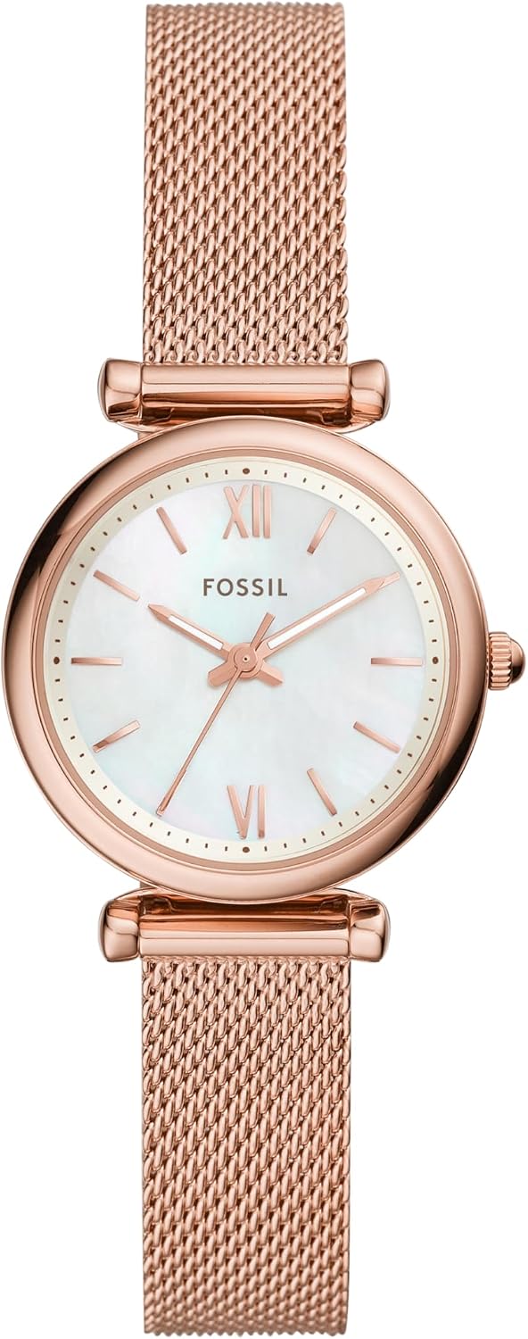 Fossil Carlie - Reloj de cuarzo de acero inoxidable de tres manecillas para mujer