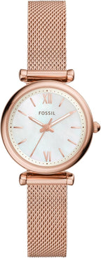 Fossil Carlie - Reloj de cuarzo de acero inoxidable de tres manecillas para mujer