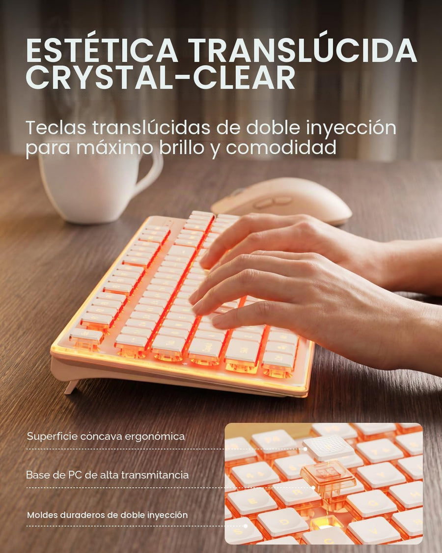 SEUNKWANG EWEADN V3 Teclado y Ratón Inalámbrico con Retroiluminació...