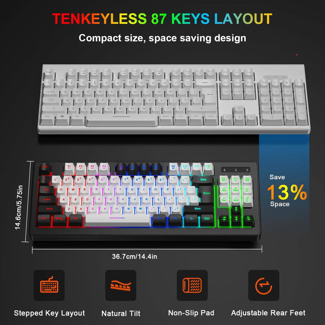 Combo de teclado y mouse para juegos BlueFinger inalámbrico, baterí...
