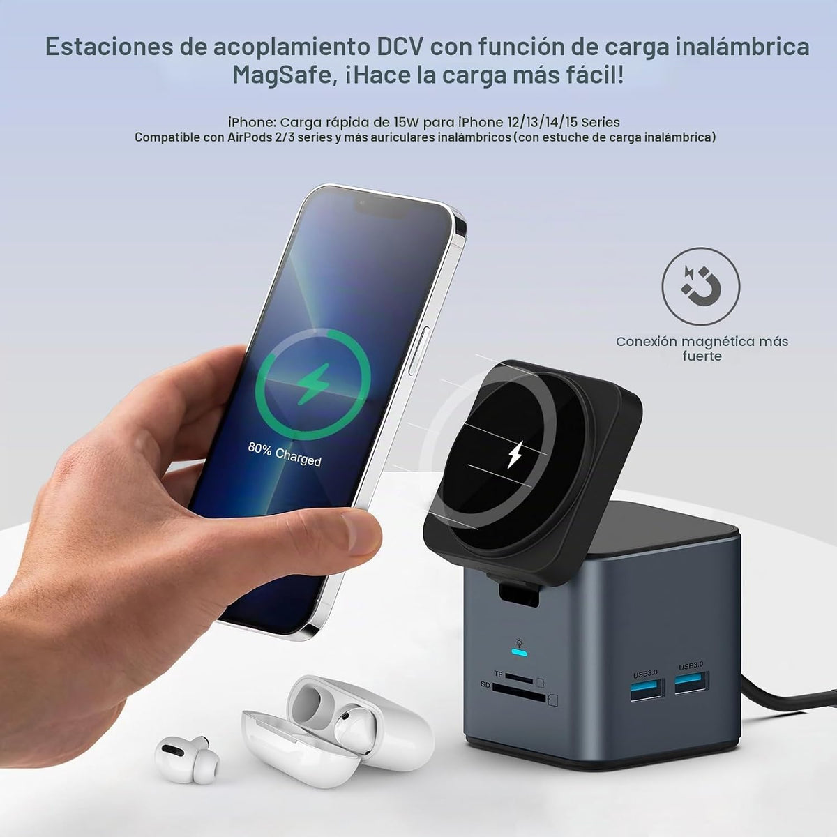 Estación de acoplamiento USB C para laptop, concentrador 9 en 1 con