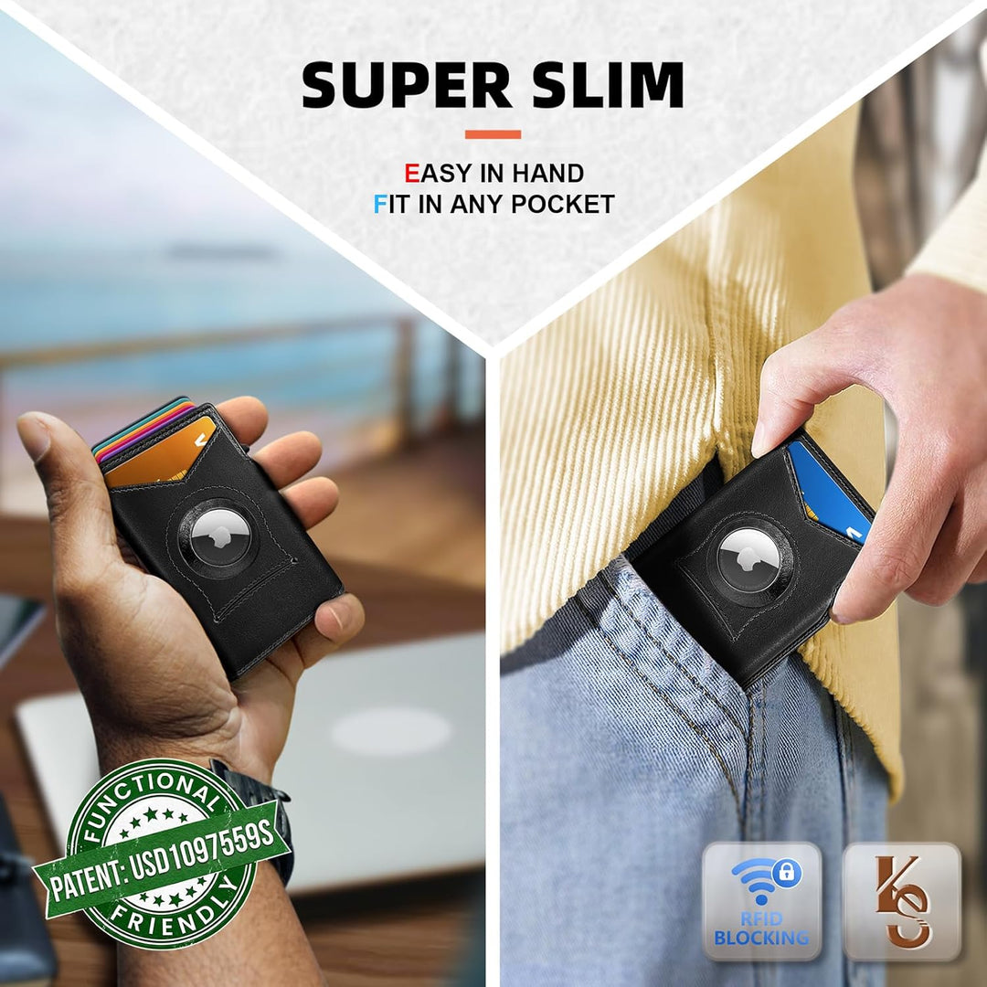 KEMISANT Billetera Airtag para hombre, delgada con bolsillo frontal...