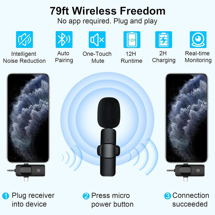 Trípode para iPhone con luz y control remoto, micrófonos inalámbric...