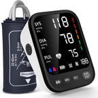Máquina de presión arterial, monitor automático de presión arterial superior del brazo con lectura de 2 x 199, pantalla grande retroiluminada de 4.5 pulgadas, puño grande ajustable de 9 a 17 pulgadas, detector de arritmia e hipertensión en el hogar