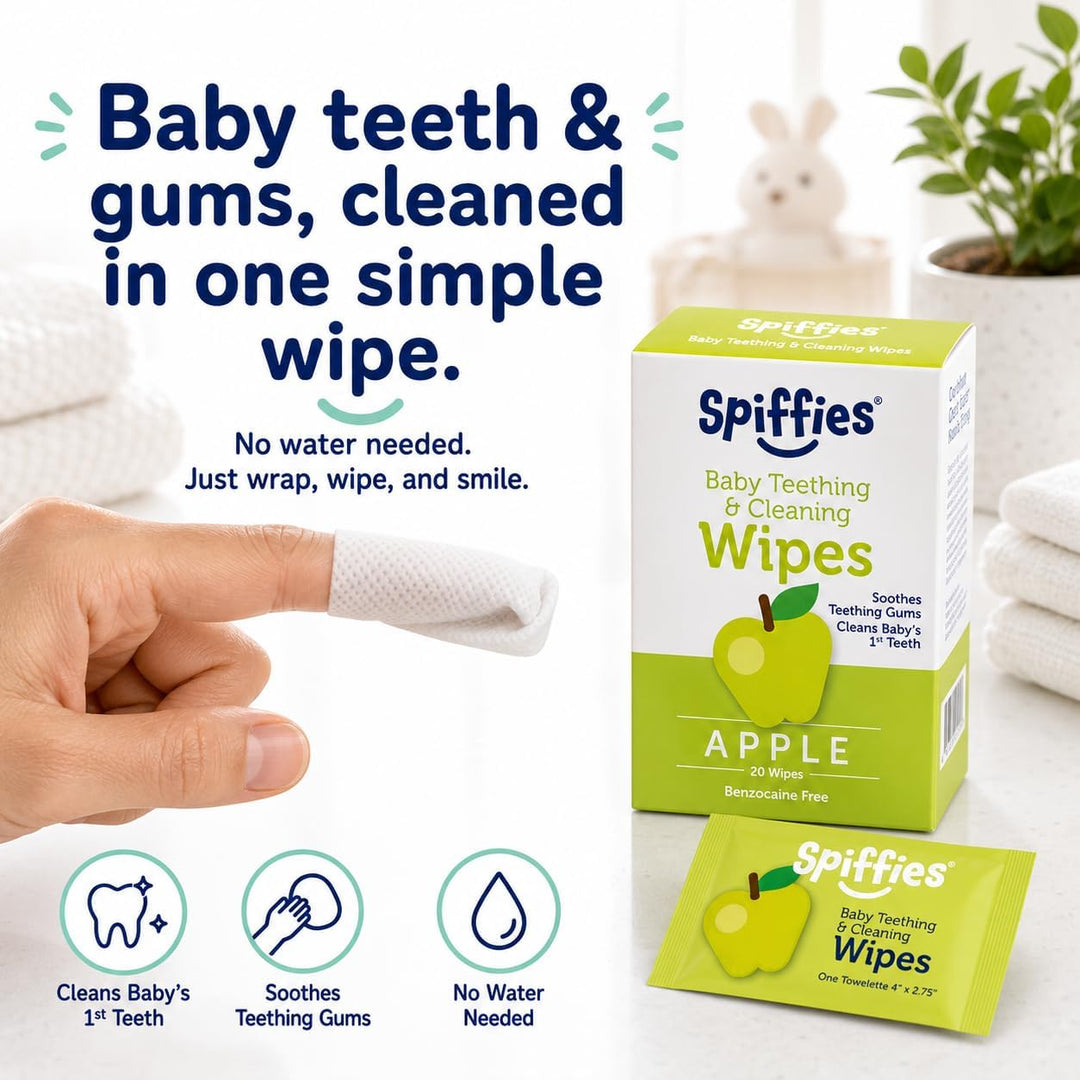 Spiffies Toallitas de dientes para el cuidado bucal del bebé, pañue...