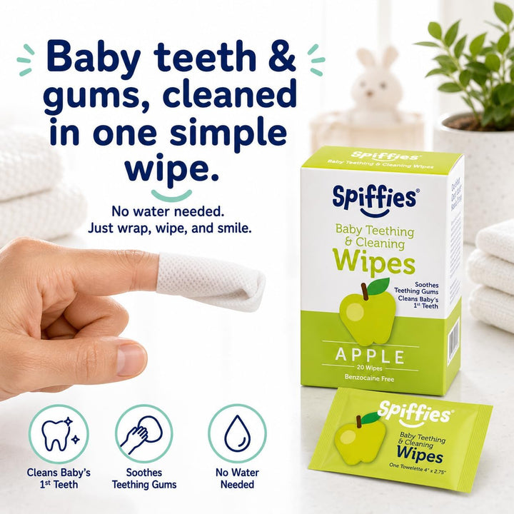 Spiffies Toallitas de dientes para el cuidado bucal del bebé, pañue...