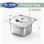 Hardura - Sartenes de acero inoxidable de 1/6 de tamaño de 4 pulgadas de