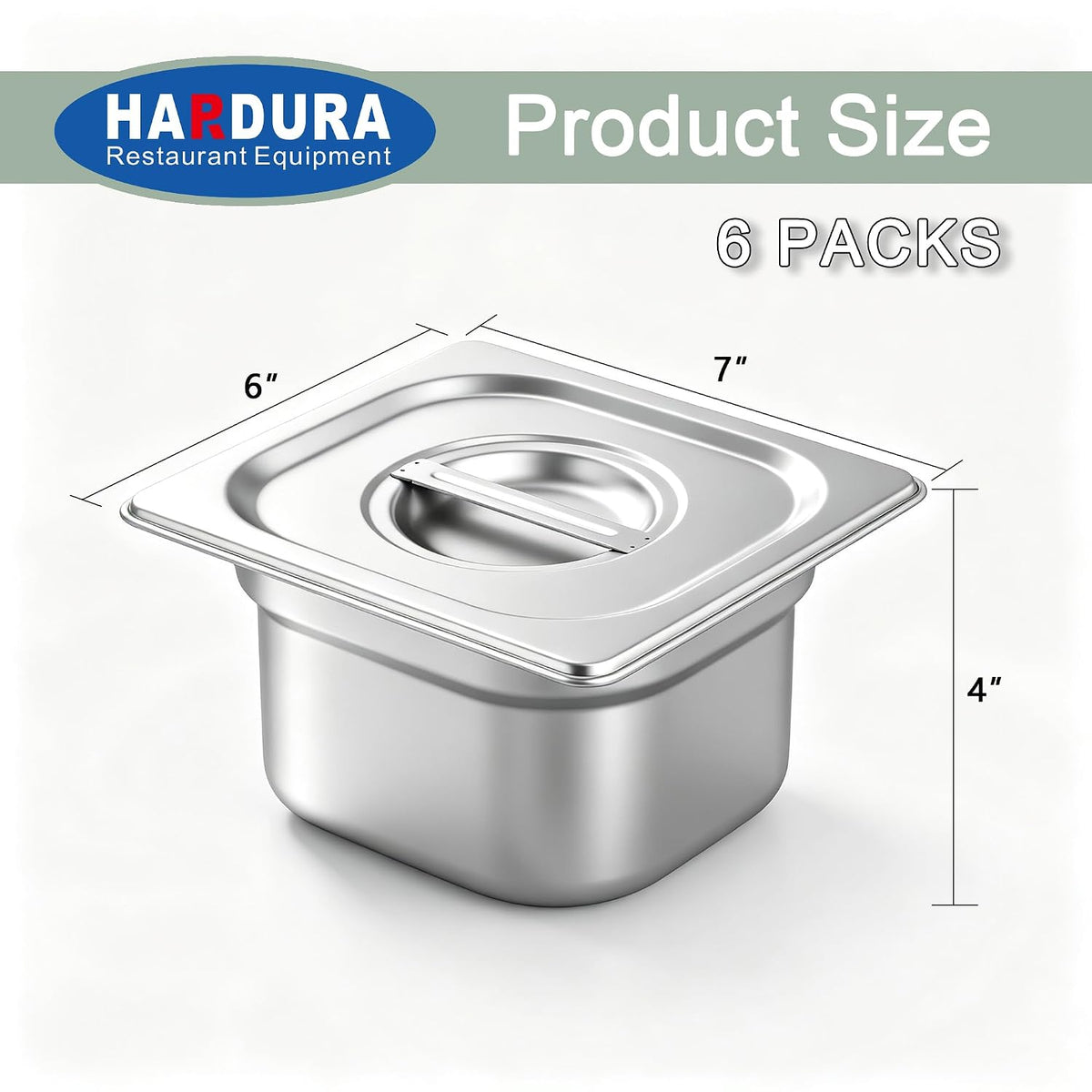 Hardura - Sartenes de acero inoxidable de 1/6 de tamaño de 4 pulgadas de