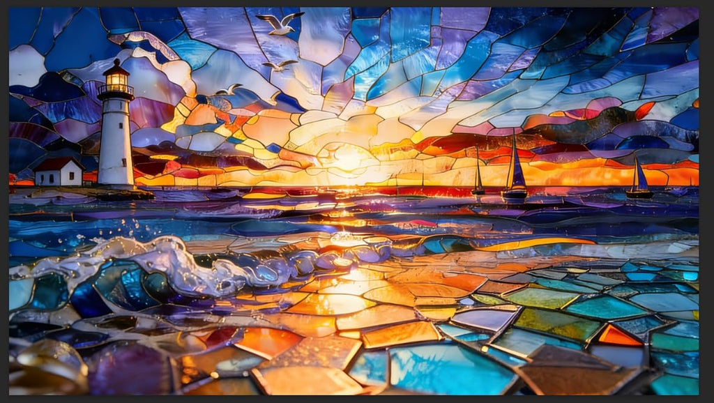 1000Pcs Wooden Jigsaw Puzzle Sunset Lighthouse Decor 17x23.2in