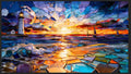 1000Pcs Wooden Jigsaw Puzzle Sunset Lighthouse Decor 17x23.2in
