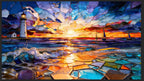 1000Pcs Wooden Jigsaw Puzzle Sunset Lighthouse Decor 17x23.2in