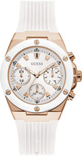 GUESS Reloj multifunción en tono oro rosa y blanco