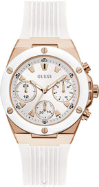 GUESS Reloj multifunción en tono oro rosa y blanco