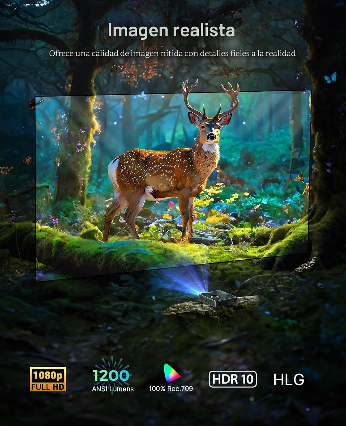 NexiGo Nova Mini, proyector láser portátil, Google TV con Netflix,...