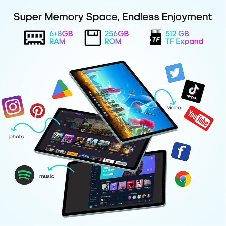 Tablet de 11 pulgadas, 14 (6+8) GB y 256 GB de almacenamiento (ampl...