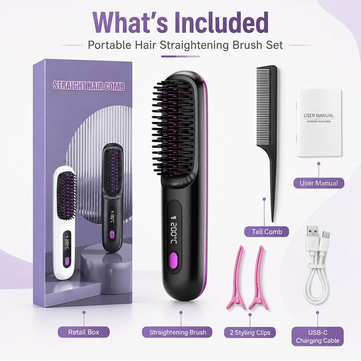 XUNIQ Go Brush Pro - Cepillo alisador de pelo inalámbrico, portátil...