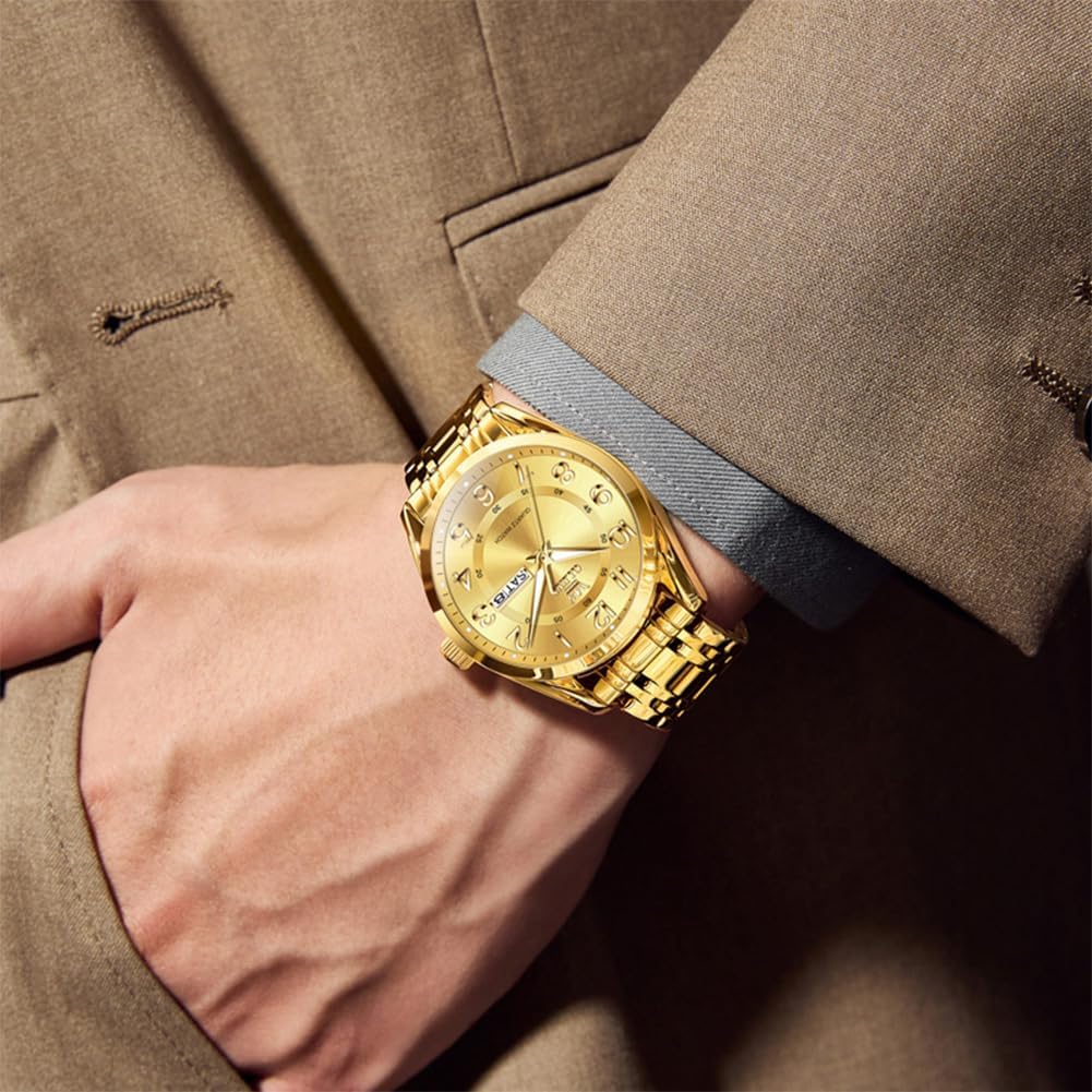 OLEVS Relojes para Hombres de Negocios de Acero Inoxidable, a Prueba de Agua, Estilo Casual Formal