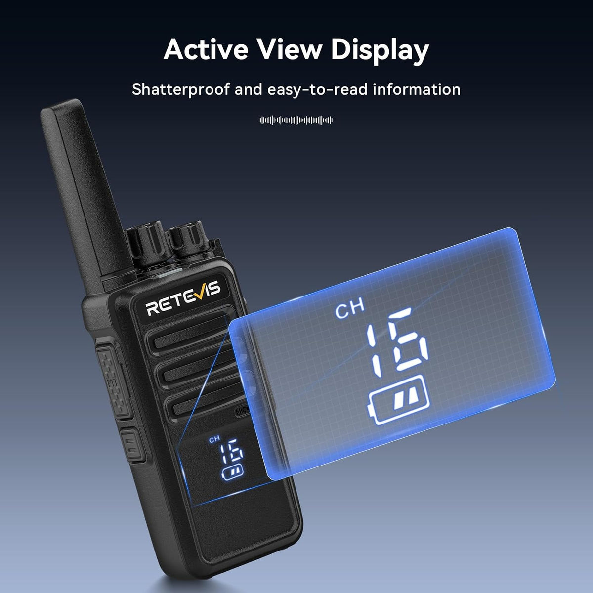 Retevis Walkie Talkies RT68H para adultos, radio de 2 vías FRS de largo